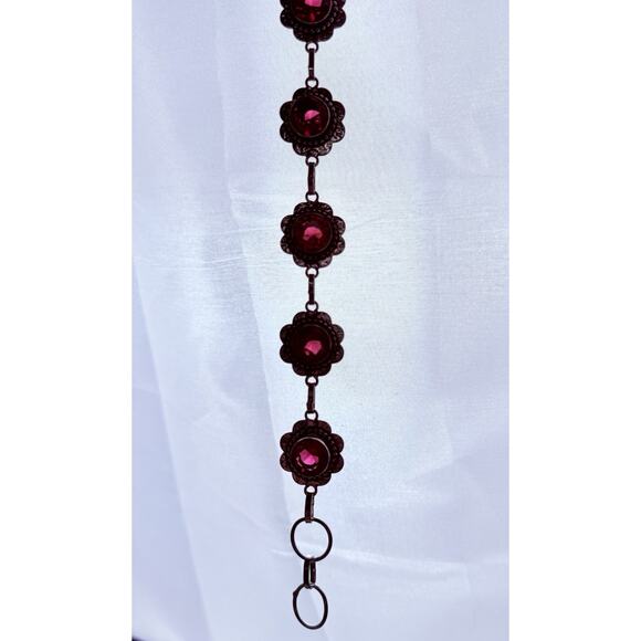 925 Sterling Silver Bracelet Red Garnet Gemstones Jewelry Handmade Chain 7.5” - Picture 2 of 5